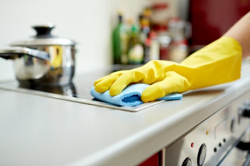 Professional house cleaning in a Brentford kitchen with polished surfaces
